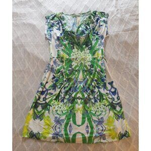 NWT Corey P Dress Floral Cup Sleeves Abstract Size L Spring Summer Casual Girl